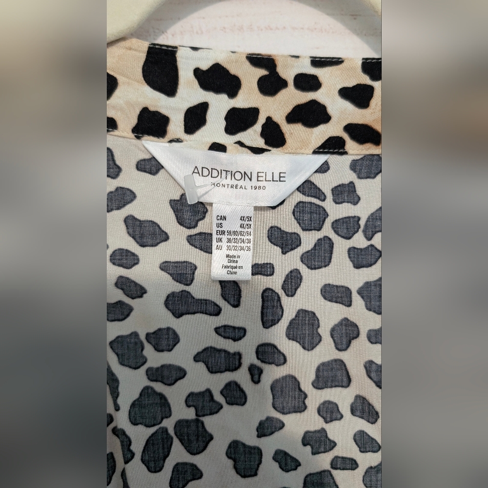 Addition Elle🐆🐆 Leopard 🐆 🐆 Print Open Front Top - Black & Tan Size 4X / 5X - Picture 3 of 4